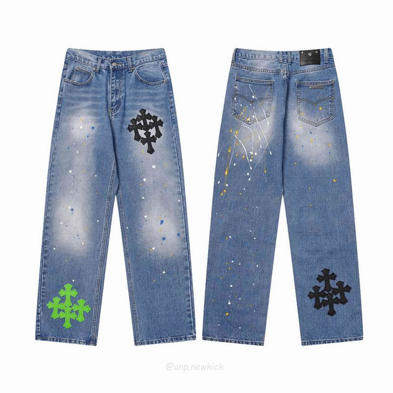 Chrome Hearts Blue Speckle Jeans Cross (1) - newkick.cc